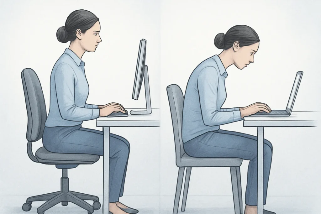 Diferencias posturales entre trabajo presencial y teletrabajo