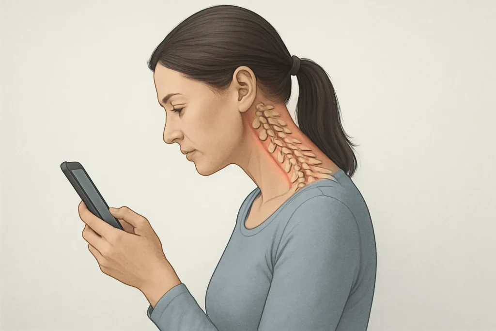 Impacto del uso prolongado de pantallas en la columna cervical